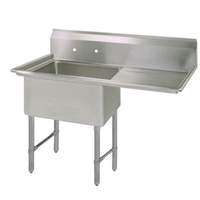 BK Resources One 18inx24inx14in Compartment Sink stainless steel Leg Right Drainboard - BKS-1-1824-14-24RS 