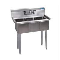 BK Resources Three 10inx14inx10in Compartment Sink with stainless steel Legs - BKS-3-1014-10S 