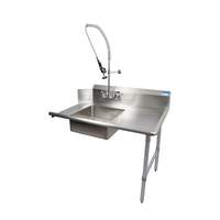 BK Resources 26in Soiled Straight Dishtable Right Side with Pre-Rinse Faucet - BKSDT-26-R-SS-P-G 