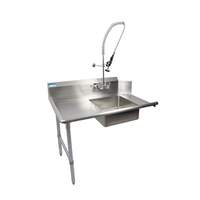 BK Resources 26in Soiled Straight Dishtable Left Side with Pre-Rinse Faucet - BKSDT-26-L-SS-P-G 