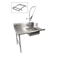 BK Resources 26in Soiled Dishtable Left with Pre-Rinse Faucet & Rack Guide - BKSDT-26-L-SS-P2-G 