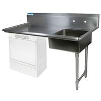 BK Resources 60in Undercounter Soiled Dishtable Right Side with stainless steel Legs - BKUCDT-60-R-SS 