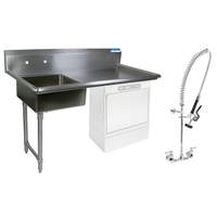 BK Resources 60in Undercounter Soiled Dishtable Left with Pre-Rinse Faucet - BKUCDT-60-L-SS-P-G 