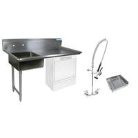 BK Resources 50in Undercounter Soiled Dishtable Left with Faucet & Basket - BKUCDT-50-L-SS-P3-G 