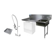 BK Resources 50in Undercounter Soiled Dishtable Right with Faucet & Basket - BKUCDT-50-R-SS-P3-G 