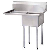 Green World by Turbo Air (1) 18inx18inx11in Compartment Sink Left Drainboard - TSA-1-L1 