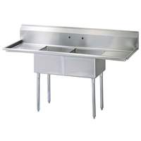 Green World by Turbo Air (2) 24"x24"x14" Compartment Sink Two Drainboard - TSB-2-D2