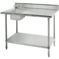 Advance Tabco 30inx72in Work Table with 16inx20inx12in Deep Left Sink - KMS-11B-306L 