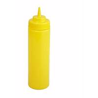 Winco 6 Pack of 12oz Yellow Wide Mouth Squeeze Bottles - PSW-12Y 