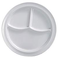 Thunder Group 1dz Nustone White 10-1/4in Melamine 3 Compartment Plate NSF - NS703W 