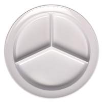 Thunder Group 1dz Nustone White 8.75in Melamine 3 Compartment Plate, NSF - NS701W 