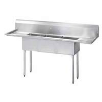 Green World by Turbo Air (3) 18"x18"x14" Compartment Sink Two Drainboards - TSA-3-12-D1
