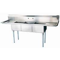 Green World by Turbo Air Turbo Air (3) 18"x18"x14" Compartment Sink Two Drainboards - TSA-3-14-D2