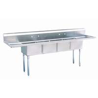 Green World by Turbo Air Turbo Air (4) 18"x18"x14" Compartment Sink Two Drainboards - TSA-4-14-D2