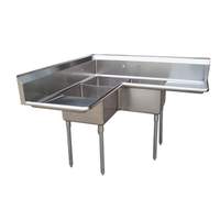 Green World by Turbo Air Turbo Air (3) Compartment Corner Sink w/ Two Drainboards - TSA-3C-D1