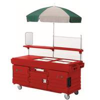 Cambro 6 Pan Well Vending Merchandising Cart with Umbrella Hot Red - KVC856158 