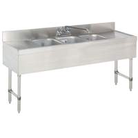 Advance Tabco 3-Comp stainless steel Underbar Hand Sink with Faucet, Two 18in Drainboards - CRB-63C-X 