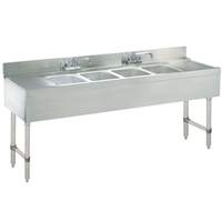 Advance Tabco 4-Comp stainless steel Underbar Hand Sink with Faucet, Two 12in Drainboards - CRB-64C-X 