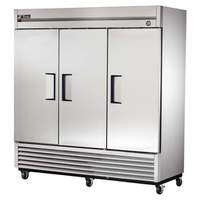 True 72cuft Three Section stainless steel Solid Door Reach-In Refrigerator - T-72-HC 