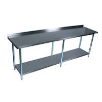 BK Resources 96"x30" Work Table 18G Stainless Steel Top w/ 1.5 Rear Riser - SVTR-9630