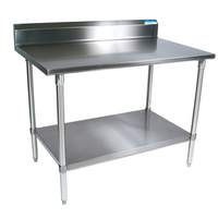BK Resources 30inx24in Work Table 18G Stainless Steel Top with 5in backsplash - SVTR5-3024 