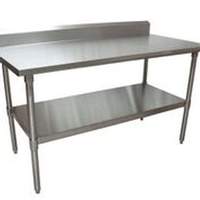 BK Resources 60inx 24in Work Table 18G Stainless Steel Top w/5in backsplash - SVTR5-6024 