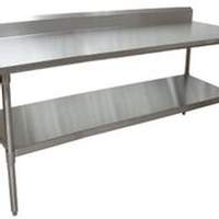 BK Resources 72inx24in Work Table 18G Stainless Steel Top w/5in backsplash - SVTR5-7224 