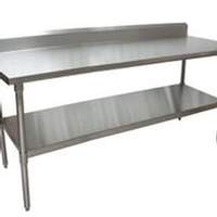 BK Resources 72inx30in Work Table 18G Stainless Steel Top with 5in backsplash - SVTR5-7230 