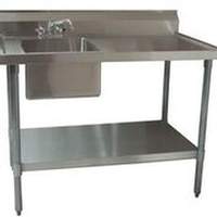 BK Resources 60inx 30in Prep Table with 18G stainless steel Lft Sink and 6in Backsplash - BKMPT-3060S-L-P-G 