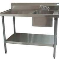 BK Resources 72"x 30" Prep Table w/ 18G S/s Rgt Sink and 6" Backsplash - BKMPT-3072S-R-P-G