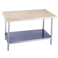 Advance Tabco 84"W x 24"D Wood Top Work Table with Galvanized Undershelf - H2G-247 