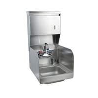 BK Resources 9inx9in Hand Sink with Faucet, Splash Guard, Towel, & Soap Disp. - BKHS-W-SS-SS-TD-P-G 