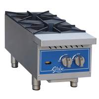Globe GHP12G 14in Natural Gas Manual Controlled Hot Plate with 2 Burners 