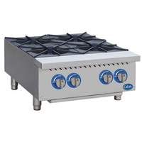 Globe GHP24G 24in Natural Gas Hot Plate with 4 Burners & Manual Controls 