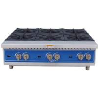 Globe GHP36G 36in Natural Gas Hot Plate with 6 Burners & Manual Controls 