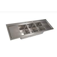 BK Resources 58in (3) 10inx14in Compartment Drop-in Sink with Drainboards - BK-DIS-1014-3-12T 