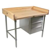 John Boos 48"Wx30"D Baker's Table with Open Cabinet Base & 4in Upturn - BT3S01 
