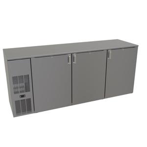 Glastender 84in W Refrigerated Black Back Bar Cabinet 3 Section - C1FB84 