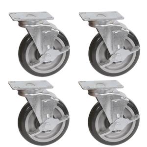 BK Resources 5SBR-1PT-PLY-PS4 Plate Caster Kit 5" Diameter w/ 2-3/8" x 3-5/8" Top Plate