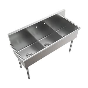 BK Resources BK8BS-3-18-12 57inx21-1/2in Three Compartment Stainless Steel Budget Sink 