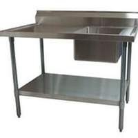 BK Resources 72"Wx30"D Stainless Steel Prep Table w/ Right Side Sink - BKMPT-3072G-R