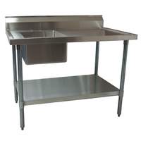 BK Resources 72"Wx30"D Stainless Steel Prep Table with Left Side Sink - BKMPT-3072S-L 
