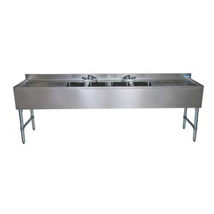 BK Resources UB4-21-496TS 96"W Four Compartment Stainless Steel Underbar Sink 