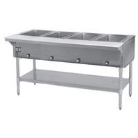 Eagle Group 4-Well Stationary Hot Food Table & Galvanized Shelf - 208v - DHT4-208-1X 