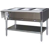 Eagle Group 4-Well Stationary Hot Food Table & Galvanized Shelf - LP - HT4-LP 