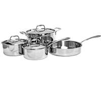 Thunder Group 7 Piece Tri-Ply Induction Ready Stainless Steel Cookware Set - SLCK007