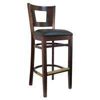 H&D Commercial Seating Square Hole Wooden Barstool w/ Black Vinyl Seat - Walnut - 8221B-D-07