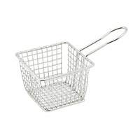 Winco 5in x 5in x 4in Square Stainless Steel Fry Basket - FBM-554S 