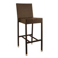 H&D Commercial Seating Indoor/Outdoor Dark Brown Rattan Barstool with Metal Frame - 7018B 