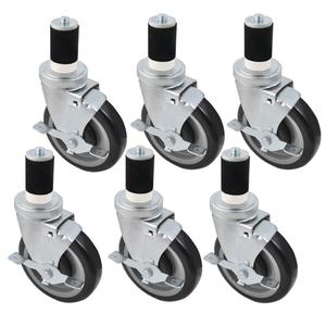 BK Resources 5SBR-RA-PLY-PS6 5in Diameter Expanding Stem Work Table Caster Kit 6 Casters 